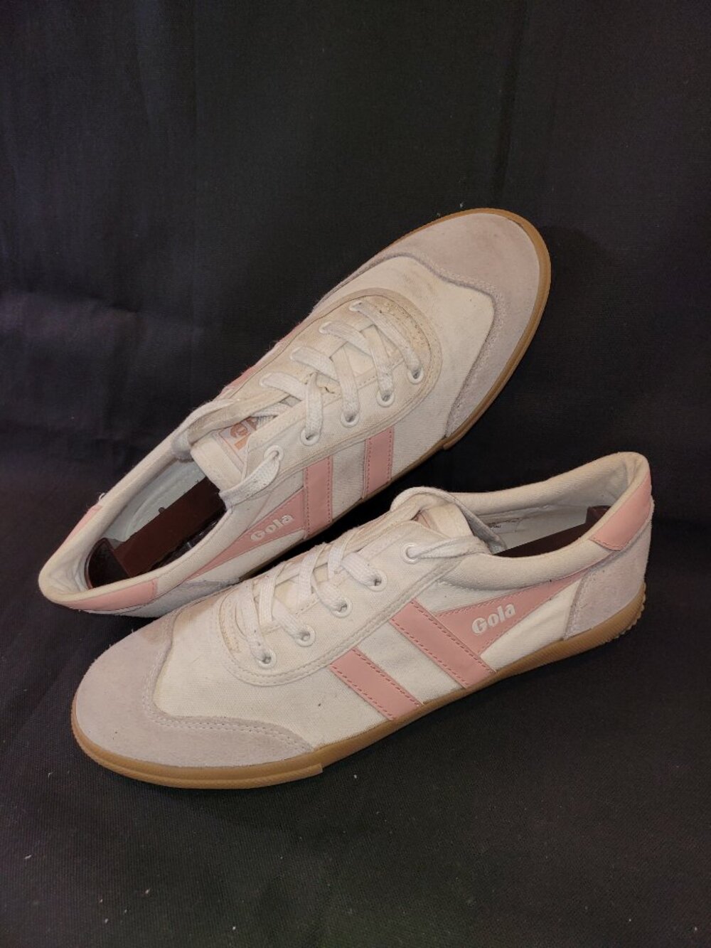 Gola Badminton Plimsoll Off White and Pearl Pink Suede Sneakers Women's Size 9 - Picture 6 of 14